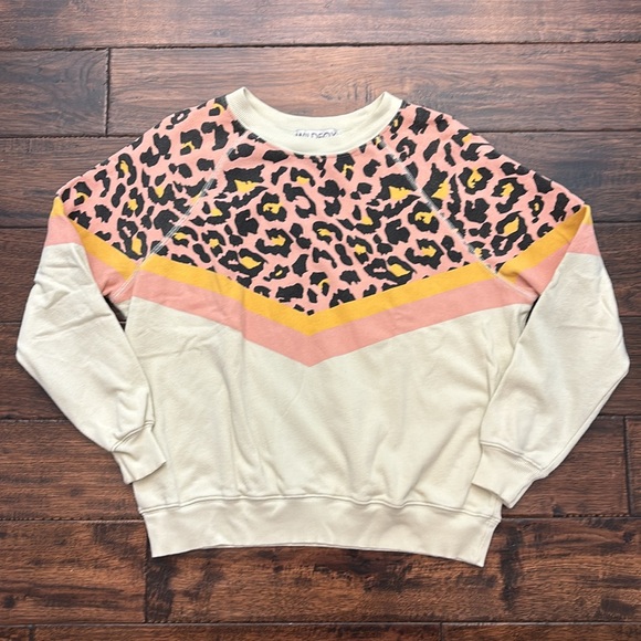 Wildfox Sommers Party Cat Leopard Print Aloe Green Pullover Sweatshirt Sz Medium - Picture 2 of 7